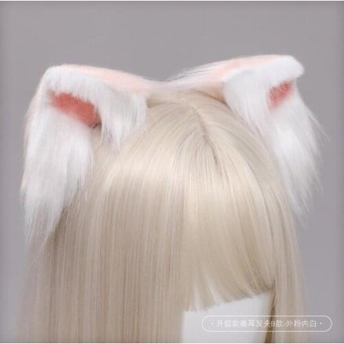 Plush Animal Ears Clip Lolita Costume Accessories Handmade Fox Ears White Cat Ear KC Hairband Cosplay Hair Accessories