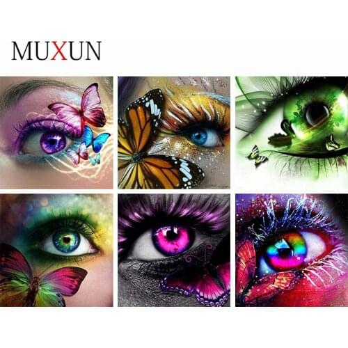 Full Square / Round Drill Crystal Diamond Painting Butterfly Eye Diamond Embroidery Cross Stitch 5D Mosaic Home Decoration Ep065