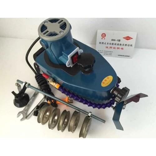 Portable small portable glass edger. Polished straight edges, rounded edges, tiles, acrylic, crystal and plexiglass