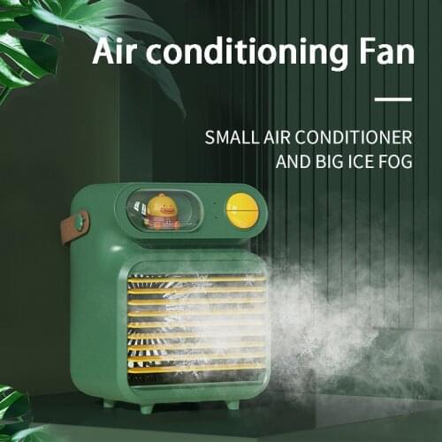 Portable Air Conditioner Fan Humidifier Cute USB Desktop Air Cooler add Ice Water Spray Mist Household floor Fan Lamp Ventilador