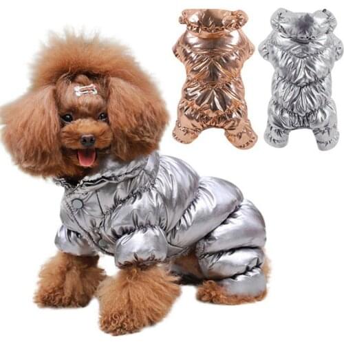 Dog Thickening Down Jacket Winter Coat Jumpsuit Pet Puppy Waterproof Windproof Cotton Padded Warm Outfit 4-legged Button Coat