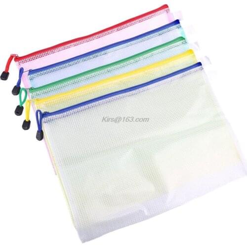 A4 Size Mesh Document File Bags Storage Pouch with Zipper for Cosmetics Offices