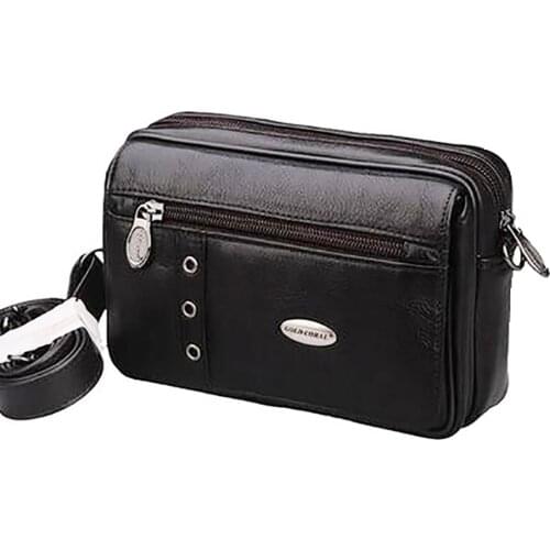 Real Genuine Leather Men Shoulder Bag Casual Cross Body Small Messenger Bags Multifunction Hip Bum Belt Pouch Waist Pack Bag