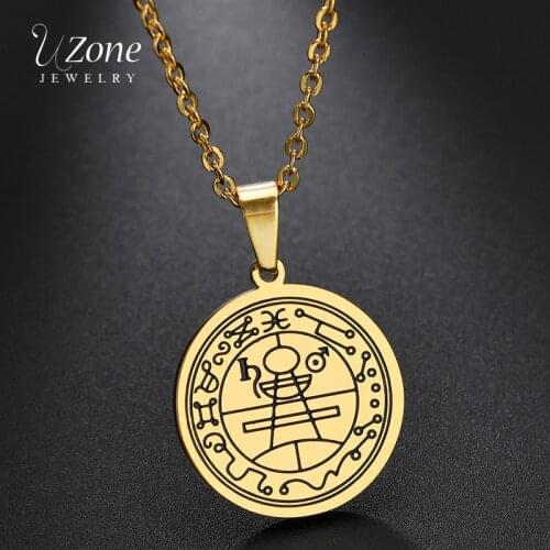 UZone Fashion Stainless Steel Solomon Compass Pendant Necklace Religious Vintage Round Pendant For Women Men