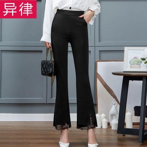Women Pants Cropped Womens Pants Flared Lace Pants Womens Black Trousers Pantalones De Mujer