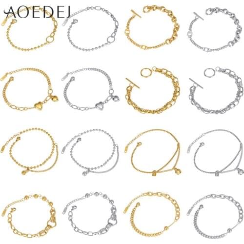 ZS Vintage 316L Stainless Steel Bracelets & Bangles Heart Punk Style Female Charm Bracelet For Women Jewelry Girls Gifs