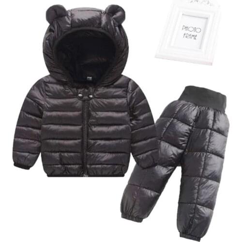 Winter Boys And Girls New Childrens Suit Light Down Cotton Padded Jacket + Trousers Two Piece Set Multicolor Colorful