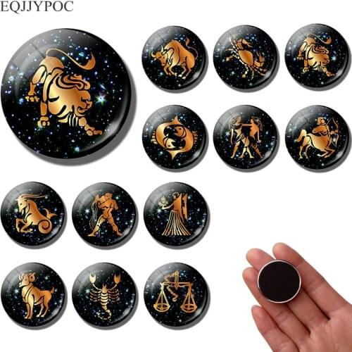 12 Constellation fridge magnet Zodiac 30MM refrigerator magnets Leo Scorpio Aries Pisces Birthday fridge sticker Home Decor