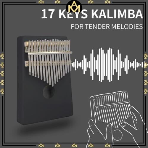 NAOMI 17 Keys Kalimba Thumb Piano Solid Wood Body Single Board Black Kalimba Family Musical Instrument K07-Black