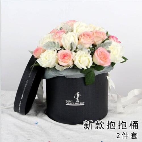 2pcsHand-Held Cover Two round Flower Pot Flower Arranging Bucket Flower Box Bouquet Box Valentines Day Flower Shop Box