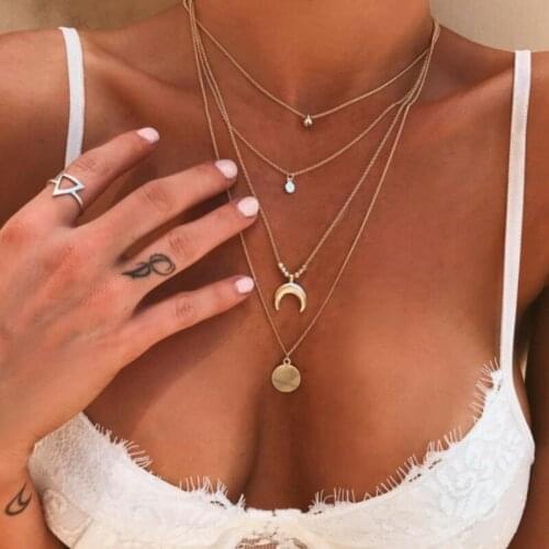 2021 New Vintage Pendant Necklace For Women Gold Round Choker Statement Fashion Punk Chain Necklace Trend Female Jewelry Gift