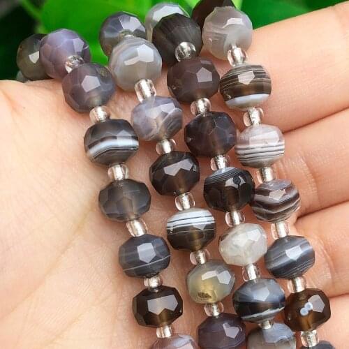 8x6mm Natural Faceted Brown Persian Agates Stone Column Loose Gem Beads for Jewelry Making DIY Bracelet Accessories 7.5