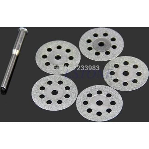Mini 22mm 5PCS Sharp Rotary Diamond Cutting Discs Disks Dremel Tools With A Rod #U225