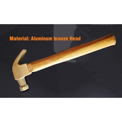 High quality 0.25/0.5/0.75kg Aluminum Bronze Claw-Hammer with Wooden Handle Safety Tools