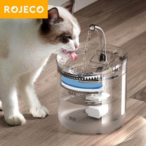 ROJECO 2L Automatic Cat Water Fountain Charcoal Filter Drinker For Cats Dog Water Dispenser Pet Sensor Drinking Fountain For Cat