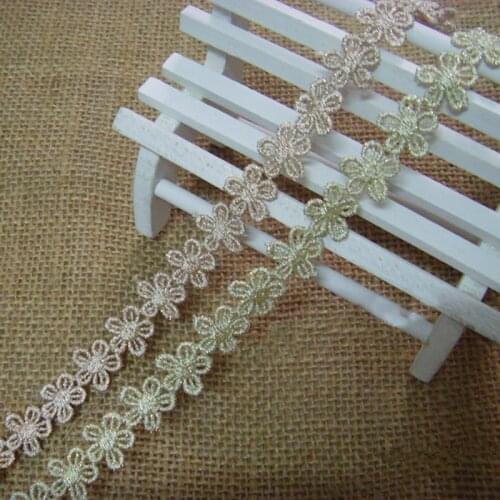 Free Shipping 5yards 1.5cm wide Small Sunflower Gold Lace Trim Polyester Embroidery Ribbon DIY Clothing Lace Accessories-Ali