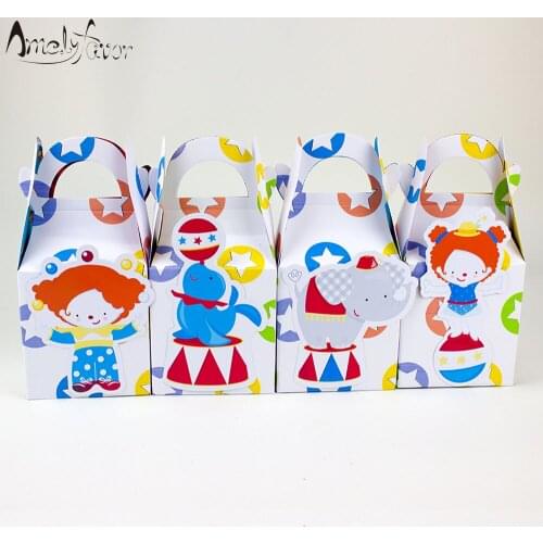 Circus Animals Theme Favor Box Candy Box Gift Box Cupcake Box Kids Birthday Party Decoration Event Party Container Supplies