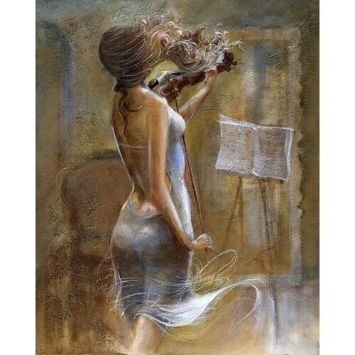 DIY Digital Painting By Numbers play the violin oil painting mural Kits Coloring Wall Art Picture Gift frameless