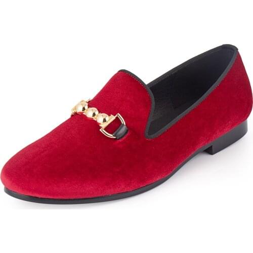 Harpelunde Formal Shoes Buckle Strap Wedding Shoes Men Red Velvet Loafers Size 6-14