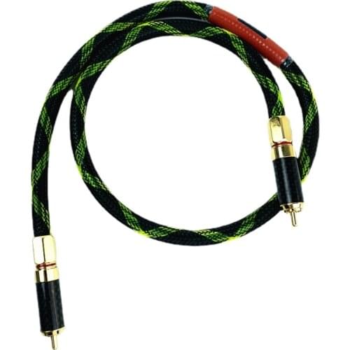 HiFi Audio Digital Coaxial Cable Silver Plated Core Carbon Fiber RCA Plug 75Ohm