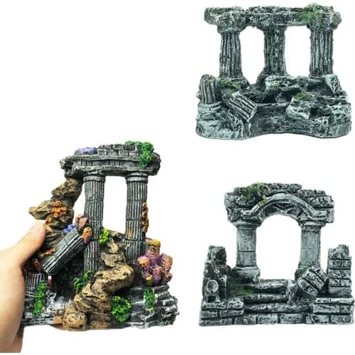 Resin Roman Forum Stone Column Aquarium Landscaping Fish Tank Decoration Ornaments Fish Tank Landscape Aquarium Products