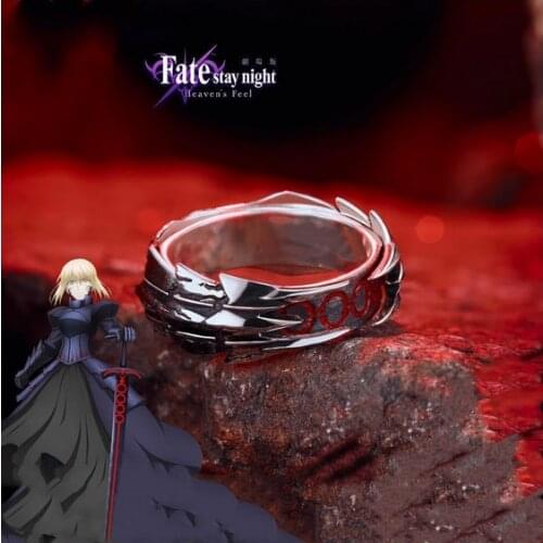 Anime Fate stay night Saber Alter S925 Silver Ring Jewelry Adjustable Rings Punk Student Unisex Cosplay Birthdays Gift