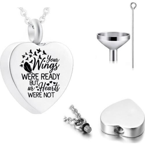 Cremation Heart-Shaped Jewelry Stainless Steel Urn Pendant To Commemorate The Dead Relatives/Pets Small Mini Ashes Memorial