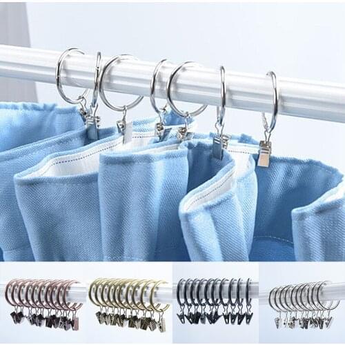 HOT 1Pc Curtain Clip Rings Home Decoration Shower Curtain Rings Curtain Ring Hook with Clips Portable Curtain Clips