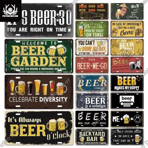 Putuo Decor Beer Metal Sign Tin Sign Plaque Metal Vintage License Plate Decor Bar Pub Man Cave Living Room Wall Decoration