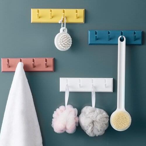 Multifunctional Continuous Hook Bathroom Towel Storage Rack Kitchen Punch-free Self-adhesive Wall-mounted Storage Tool