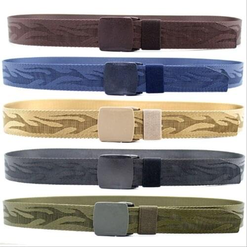 Mens Womens Plain Color Nylon canvas outdoor training Belt Plastic Buckle PD004