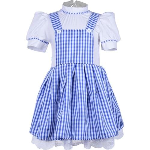 Girls Maid Wizard of OZ Dorothy Halloween Fancy Dress Up Costume Outfit Halloween Party Cosplay for Kid Children