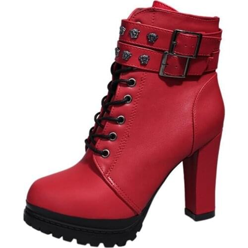 Okkdey new Womens Short Boot Lace Up Boots Autumn Shoes Bootee Woman2020 Booties Ladies Round Toe Luxury Designer Ankle Rubber