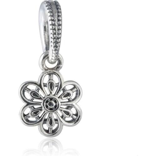 925-sterling-silver Daisy Flower Pendant Beads Fits Pandora bracelets Necklaces DIY Accessories Floral Jewelry Making