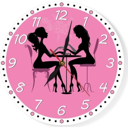 Custom Manicure Salon Clock Nail Salon Spa horloge murale Artwork Pedicure Art Nail Studio Business Wall Clock Modern Design