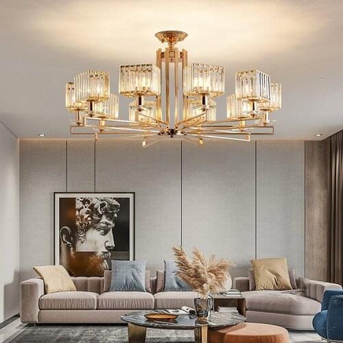 Postmodern Crystal Chandelier Light Luxury Style Simple Luxury Atmosphere Home Chandelier Living Room Decoration