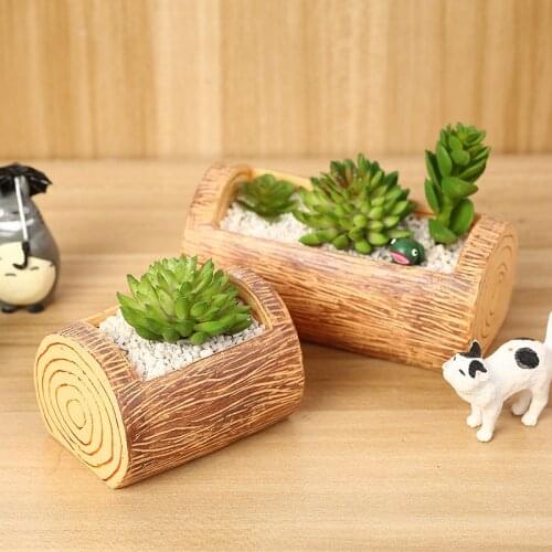 Simple wooden pile flower pot decoration succulent micro landscape resin creative home resin crafts home decoration
