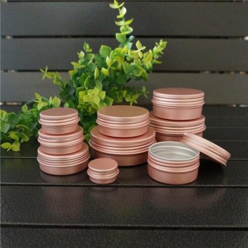 5/10/15/20/30/50/80g Rose Gold Empty Round Aluminum Box Metal Tin Cans Rose Gold Cosmetic Cream Refillable Jar Tea Aluminum Pot