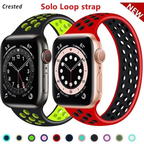 Solo Loop strap For Apple Watch Band 44mm 40mm 38mm 42mm Breathable silicone Elastic Belt bracelet band iWatch Series 3 4 5 SE 6