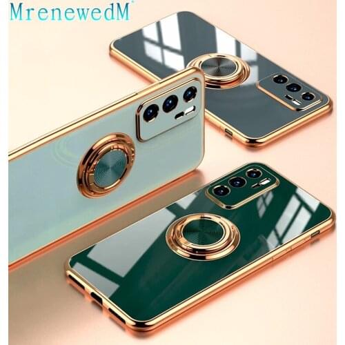 Luxury Gold Plating Phone Case With Magnetic Ring Holder Stand For Huawei P30 P20 P40 Pro Plus Mate 20 30 40 Pro Plus Soft Cover