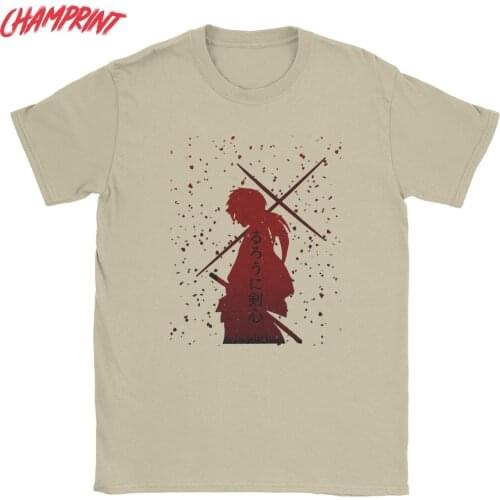 Rurouni Kenshin Samurai X Anime Mens T Shirts Vintage Tees Short Sleeve Crew Neck T-Shirts Pure Cotton Unique Clothes