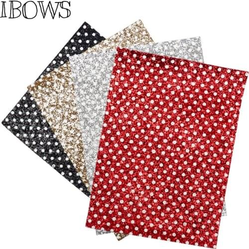 22*30cm Dots Printed Synthetic Leather Shiny Sequins Chunky Glitter DIY Accessories Fabric Handmade Crafts Patchwork Material