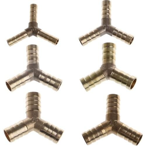 6-16mm Brass Y Piece 3 Way Fuel Hose Joiner Connector For Air Oil Gas