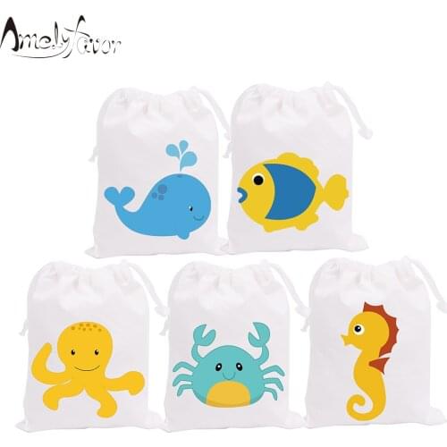 Under the Sea Party Favor Bags Candy Bags Marine Animals Theme Crab Octopus Birthday Gift Bags Kids Birthday Party Supplies