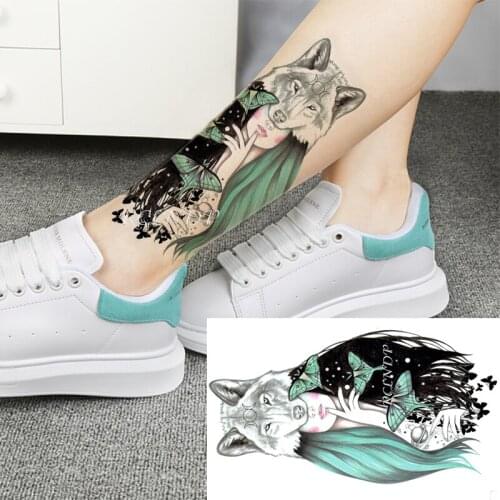 Waterproof Temporary Tattoo Sticker Totem Wolf Hat Girl Butterfly Planet Star Fake Tatoo Flash Tatto Arm Body Art for Women Men
