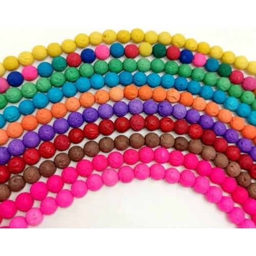 Natural Stone Multicolor Lava Volcanic Stone Beaded Round shape Loose Bead For jewelry making DIY necklace bracelet accessories
