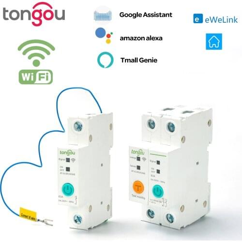 63A DIN Rail WIFI Circuit Breaker Smart Switch Remote Control by Ewelink APP for Smart Home 63A with Leakage Protection