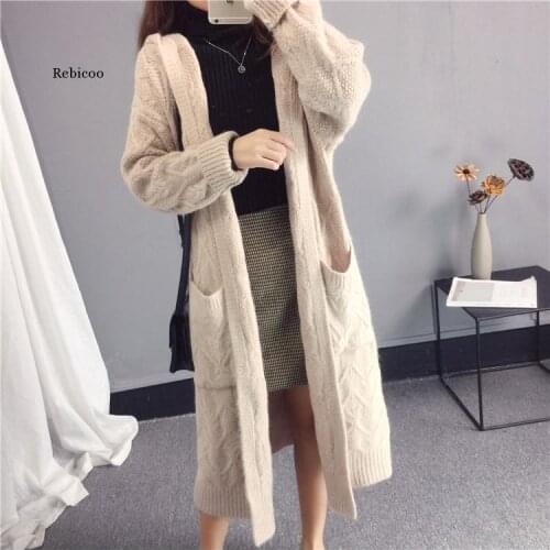 Women Long Sleeve Hooded Long Sweater Loose Knitted Sweater Coat Women Thick Cardigans Long Sweater Jumper Women Cape