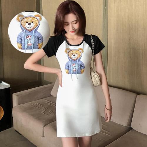 Women‘s Dress Summer Women T-Shirt Skirt Short Sleeve O-Neck Tops Women Summer Loose Oversize Street Clothes T-Shirt Plus Length