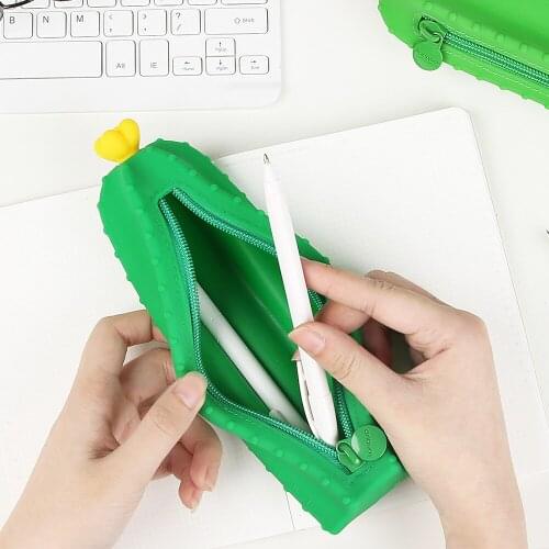 1Pcs Pencil Case Cactus Silicone Gift Estuches School Cactus Pencil Box Pencilcase Kawaii Pencil Bag School Supplies Stationery